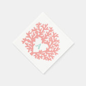Serviette En Papier Coral Heart Aqua Beach Wedding Custom (Coin)