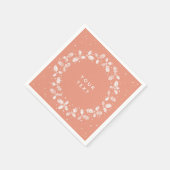Serviette En Papier Coral imprimé main Holly Wreath papier de Noël (Coin)