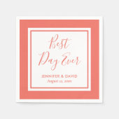 Serviette En Papier Coral Modern Script Mariage (Devant)