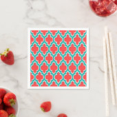 Serviette En Papier Coral Red Teal White Moroccan (En situation)