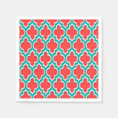 Serviette En Papier Coral Red Teal White Moroccan (Devant)