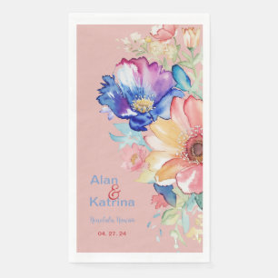 Serviette En Papier Coral Rose Foncé Fleur Sauvage Floral 