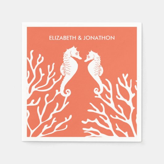 Serviette En Papier Coral Seahorse (Devant)