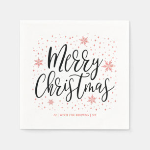 Serviette En Papier Coral   Serviettes de fête de Noël modernes et joy
