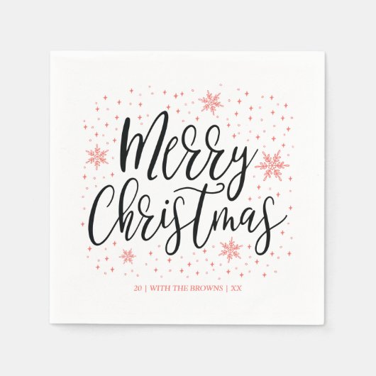 Serviette En Papier Coral | Serviettes de fête de Noël modernes et joy (Devant)