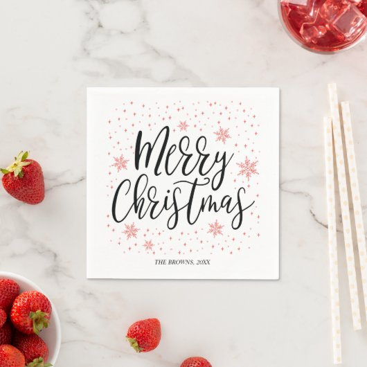 Serviette En Papier Coral Sparkle Joyeux Noël (En situation)