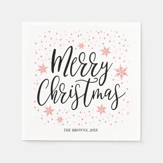 Serviette En Papier Coral Sparkle Joyeux Noël (Devant)