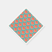 Serviette En Papier Coral Teal White Moroccan Quatrefoil #5DS (Coin)