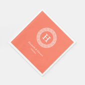 Serviette En Papier Coral Wht Grille Clé Grecque Cadre De Rand Initial (Coin)