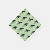 Serviette En Papier Corbeau avec rose jaune (Coin)