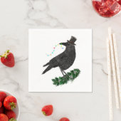 Serviette En Papier Corbeau de fête avec chapeau haut de forme (En situation)