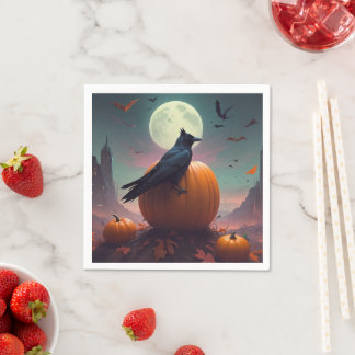 Serviette En Papier Corbeau d'Halloween