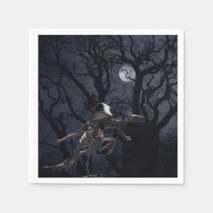 Serviette En Papier Corbeau et squelette de rat au clair de lune