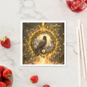 Serviette En Papier Corbeau Gardien du Temps – Horlogerie Gothique