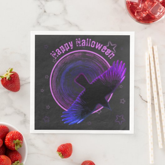 Serviette En Papier Corbeau noir et pourpre (En situation)