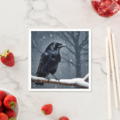 Serviette En Papier Corbeau noir foncé (En situation)