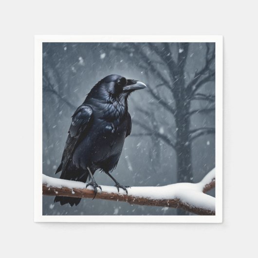 Serviette En Papier Corbeau noir foncé (Devant)