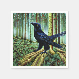 Serviette En Papier Corbeau noir rustique Woodland
