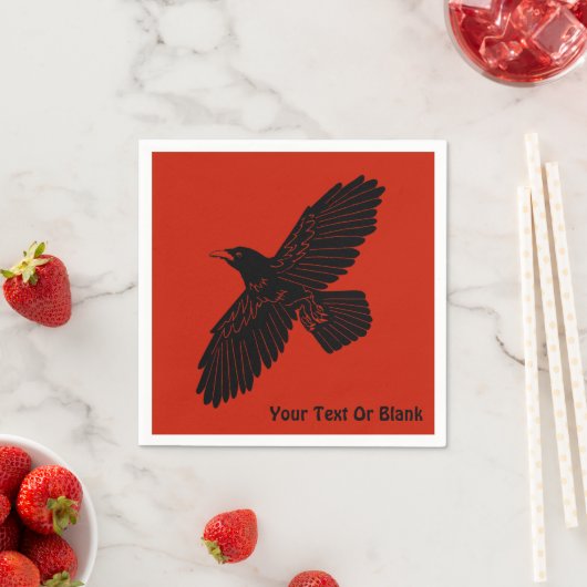 Serviette En Papier Corbeau rouge (En situation)