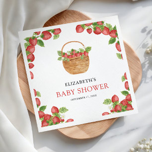 Serviette En Papier Corbeille de fraises Baby Shower Sucré