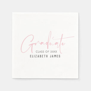Serviette En Papier Corbeille rose pâle Lettres Graduation serviettes