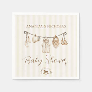 Serviette En Papier Corde à linge pour bébé Neutre Baby Shower Rayé