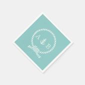 Serviette En Papier Corde marine et Ancre monogramme (Coin)