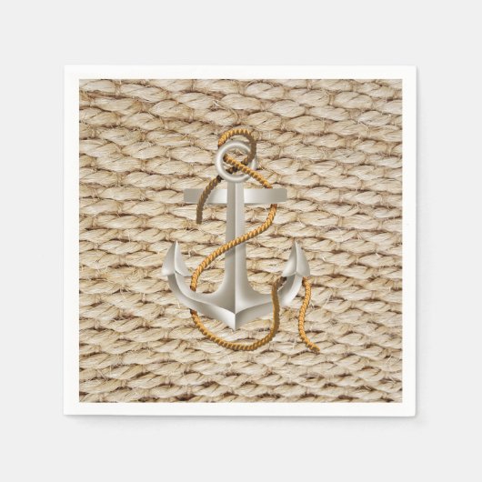 Serviette En Papier Corde nautique et Ancre (Devant)
