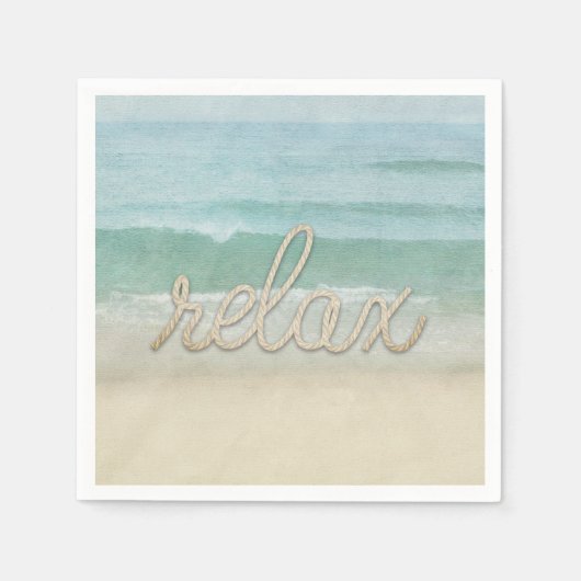 Serviette En Papier Corde nautique Texte Relax sur Océan (Devant)