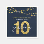 Serviette En Papier Cordes bleues de lumière 10 ans Classe Réunion (Devant)