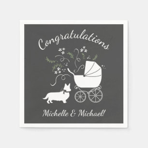 Serviette En Papier Corgi Chien Baby shower Chien Chien Chien Gris Gri