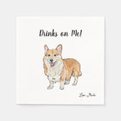 Serviette En Papier Corgi Chien Cocktail Napkins (Devant)