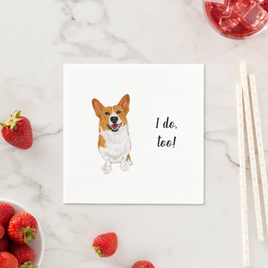 Serviette En Papier Corgi Chien Cocktail personnalisé Napkin (En situation)