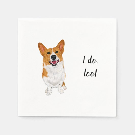 Serviette En Papier Corgi Chien Cocktail personnalisé Napkin (Devant)