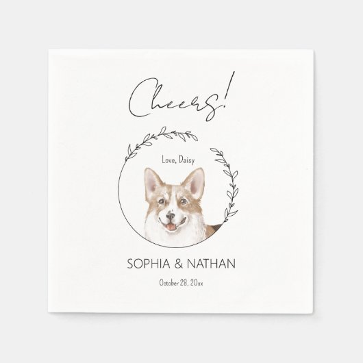 Serviette En Papier Corgi Chien Mariage simple Cocktail Napkins (Devant)