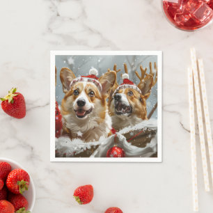 Serviette En Papier Corgi Chien Noël Festif