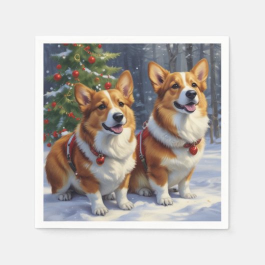 Serviette En Papier Corgi Chritmas (Devant)