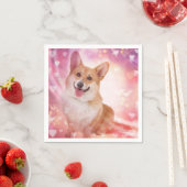 Serviette En Papier Corgi gallois souriant avec coeur (En situation)