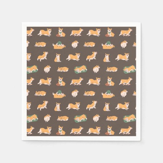 Serviette En Papier Corgi joyeux (Devant)