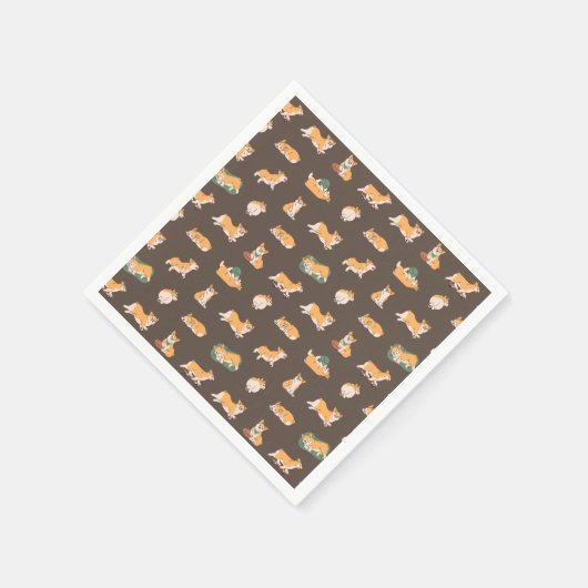 Serviette En Papier Corgi joyeux (Coin)