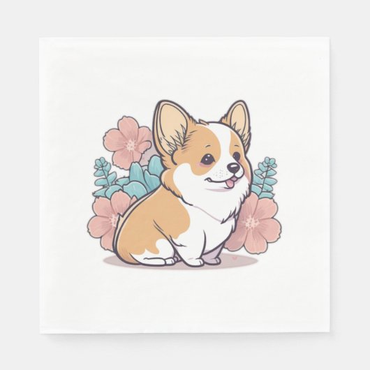 Serviette En Papier corgi mignon (Devant)
