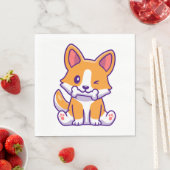 Serviette En Papier Corgi mûre avec os (En situation)