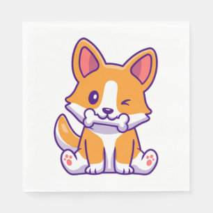 Serviette En Papier Corgi mûre avec os