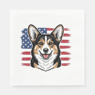 Serviette En Papier Corgi patriotique drapeau américain vecteur vintag