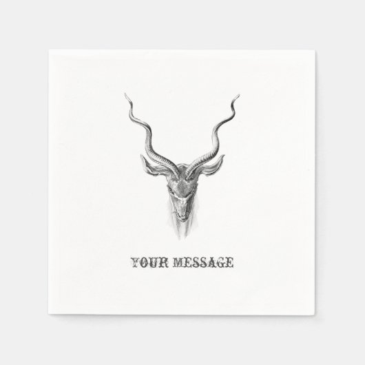 Serviette En Papier Corne d'antilope noire et blanche (Devant)