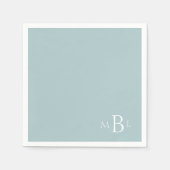 Serviette En Papier Corner Monogram Simple Moderne Seafoam Cocktail (Devant)