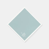 Serviette En Papier Corner Monogram Simple Moderne Seafoam Cocktail (Coin)