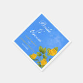 Serviette En Papier Cornflower Blue et Marigold Yellow Rose Mariage (Coin)