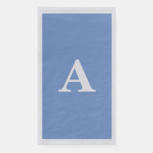 Serviette En Papier Cornflower Blue Monogramme initial Blanc Nom perso