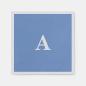 Serviette En Papier Cornflower Blue Monogramme initial Blanc Nom perso (Devant)